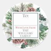 Sticker Rond Festive Foliage Festive Floral à / de l'étiquette (Devant)