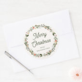 Sticker Rond Festive Foliage Wreath Holiday (Enveloppe)