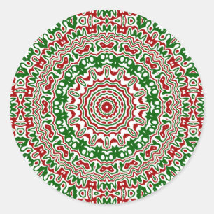 Sticker Rond Festive Funky Trippy Super Noël Kaleidoscope