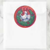 Sticker Rond Festive Futbal en couronne rouge (Sac)