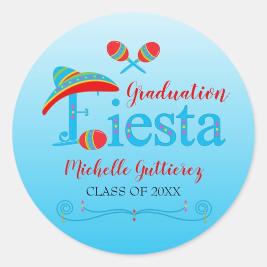 Sticker Rond Festive Graduation Fiesta Personnalisée (Devant)