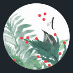 Sticker Rond Festive Green et Red Christmas Holiday<br><div class="desc">Festif Vert et Rouge Étiquette de adresse de Noël</div>