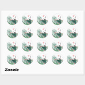 Sticker Rond Festive Green et Red Christmas Holiday (Feuille)