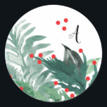 Sticker Rond Festive Green et Red Christmas Holiday<br><div class="desc">Festif Vert et Rouge Étiquette de adresse de Noël</div>