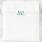 Sticker Rond Festive Happy Holidays typographie Design bleu (Sac)