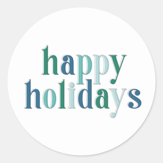 Sticker Rond Festive Happy Holidays typographie Design bleu (Devant)