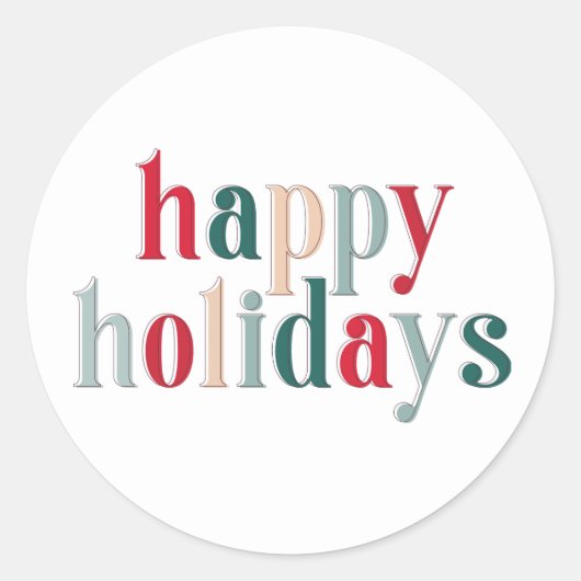 Sticker Rond Festive Happy Holidays typographie Design rouge (Devant)