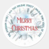 Sticker Rond Festive hiver verdure Noël Adresse de retour (Devant)