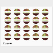 Sticker Rond Festive Holiday Rouge & Vert Polka Dot & Stripes (Feuille)