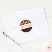 Sticker Rond Festive Holiday Rouge & Vert Polka Dot & Stripes (Enveloppe)