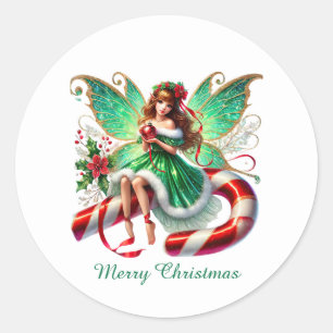 Sticker Rond Festive Joyeux fée de menthe poivrée