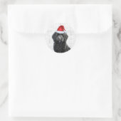 Sticker Rond Festive Labradoodle avec Woof Word Art Noël (Sac)