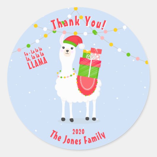 Sticker Rond Festive Llama Christmas (Devant)
