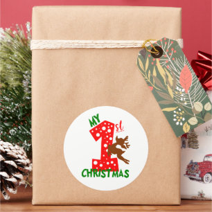 Sticker Rond Festive Mon premier bébé de Noël