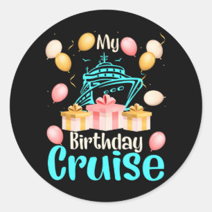 Sticker Rond Festive My Birthday Cruise Ship Party Cruise