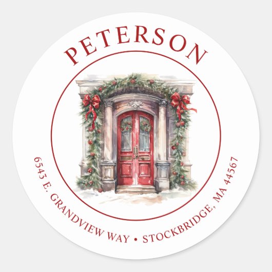 Sticker Rond Festive Noël Nouveau Accueil Retour Adresse Étique (Devant)