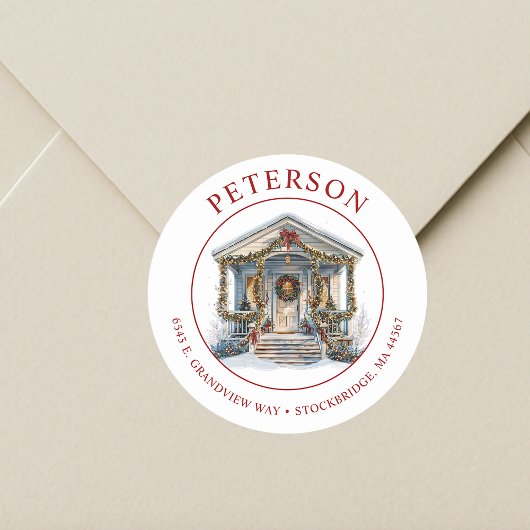 Sticker Rond Festive Noël Nouveau Accueil Retour Adresse Étique