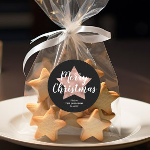 Sticker Rond Festive Noir Joyeux Noël