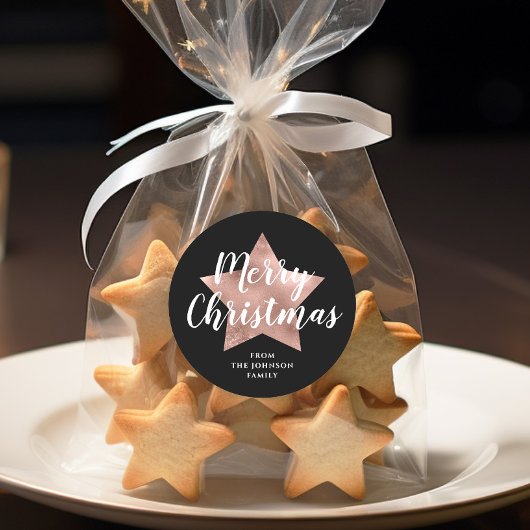 Sticker Rond Festive Noir Joyeux Noël