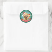 Sticker Rond Festive Paws & Holiday JoySticker (Sac)