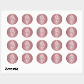 Sticker Rond Festive Pink and Green Glitter Shiny Candy Cane (Feuille)