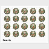 Sticker Rond Festive Robin et Holly (Feuille)