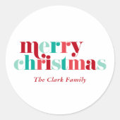 Sticker Rond Festive Rouge et Vert "Joyeux Noël" (Devant)
