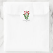 Sticker Rond Festive Rouge et Vert Mistletoe vacances (Sac)