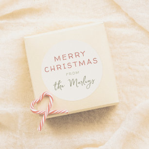 Sticker Rond Festive Rouge & Vert Retro Noël vacances