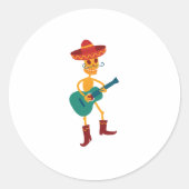 Sticker Rond Festive Skeleton Guitar Player (Devant)