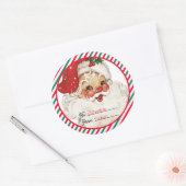 Sticker Rond Festive Stripe Red Green From Santa Gift (Enveloppe)