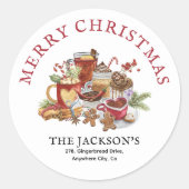 Sticker Rond Festive Sweet Traitements Noël Adresse de retour (Devant)