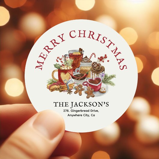Sticker Rond Festive Sweet Traitements Noël Adresse de retour