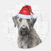 Sticker Rond Festive  Wolfhound Dog Woof Word Art Christmas (Devant)