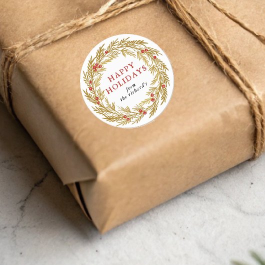 Sticker Rond Festive Wreath Noël