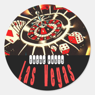 Sticker Rond Fête à thème Las Vegas