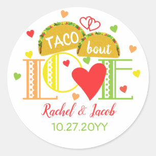 Sticker Rond Fête Amour de Taco Coloré Fête de Fiançailles