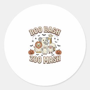 Sticker Rond Fête amusante d'animaux de Zoo Boo Bash Halloween_