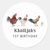 Sticker Rond Fête Anniversaire de enfant de poulet Favoriser (Devant)