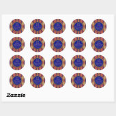 Sticker Rond Fête Anniversaire Rouge or bleu Arlequin (Feuille)