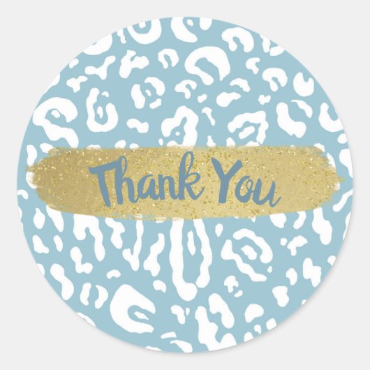 Sticker Rond Fête avec Imprimé Animalier Guépard Léopard Bleu & (Devant)