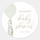 Sticker Rond Fête bébé ballon vert sauge eucalyptus (Devant)