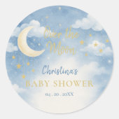 Sticker Rond Fête Bébé Dans la Lune (Devant)
