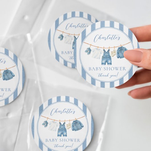 Sticker Rond Fête Bébé Jean Bleu 