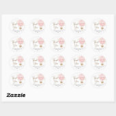 Sticker Rond Fête bébé ours rose boho (Feuille)