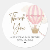 Sticker Rond Fête bébé ours rose boho (Devant)