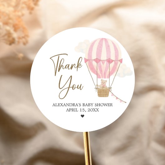 Sticker Rond Fête bébé ours rose boho
