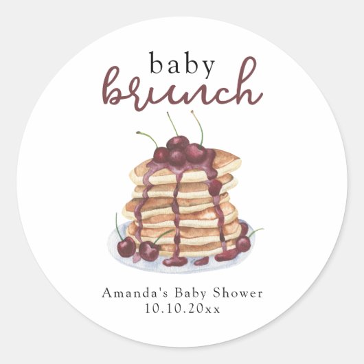 Sticker Rond Fête bébé Pancakes Cerise Douce (Devant)