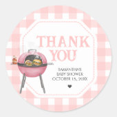 Sticker Rond Fête bébé Shower Burger Rose (Devant)
