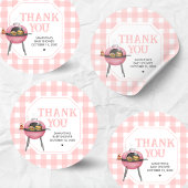 Sticker Rond Fête bébé Shower Burger Rose
